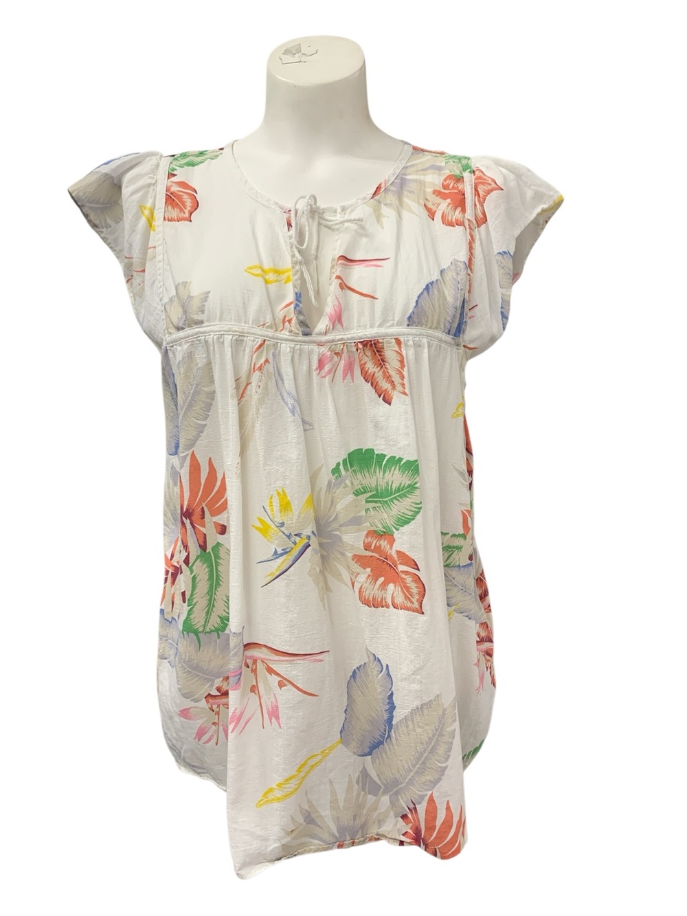 Levi's White Floral Tie-Front Cap Sleeve Tunic